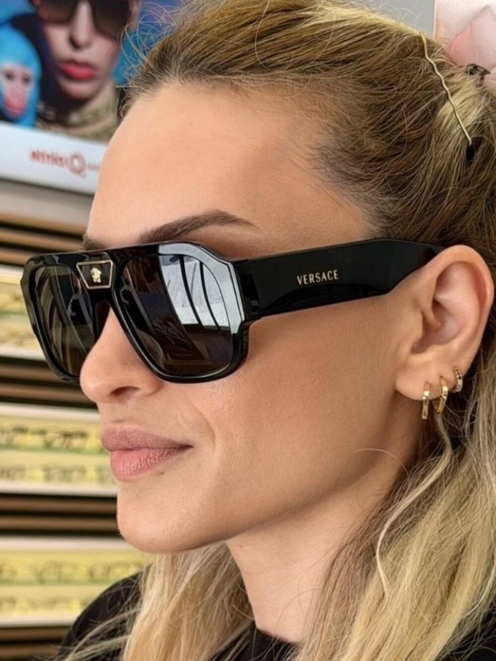Versace VE4508U GB1/87 Sunglasses Black Aviator Frame, Grey Lenses